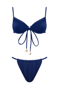 Cyra Balconette Büzgülü Bikini Takımı Lacivert