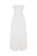 Jolene Brode Poplin Straplez Midi Elbise Beyaz