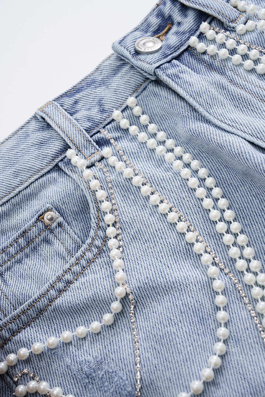 Denim Yüksek Bel Şort