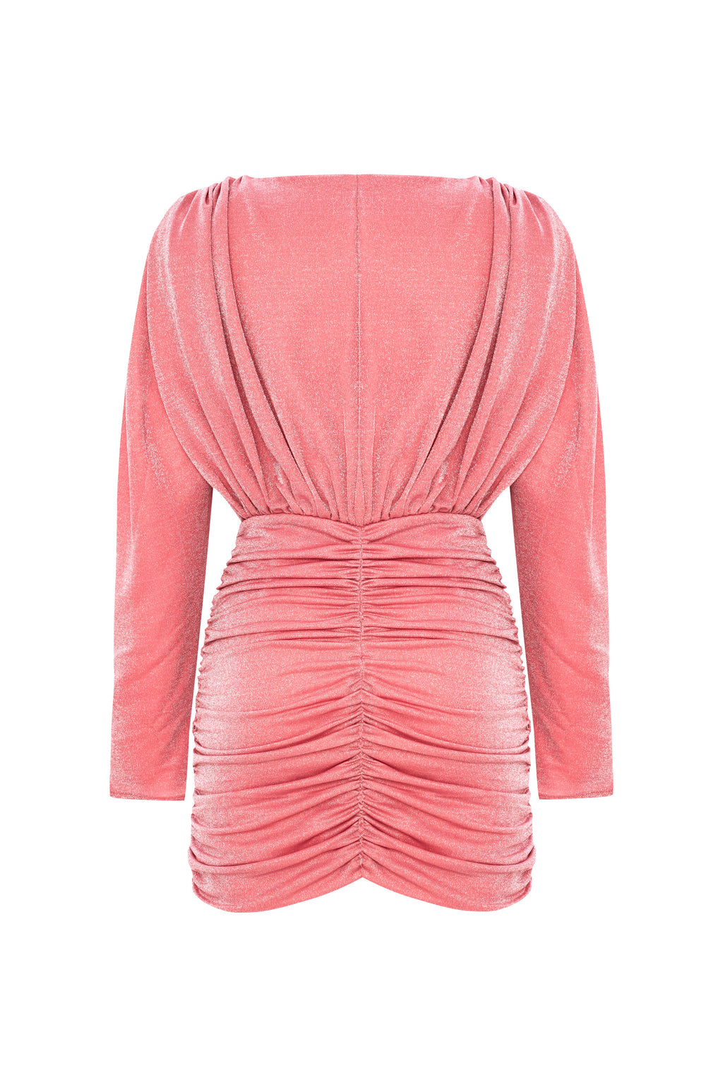 Aries Simli Jarse Drapeli Mini Elbise Pembe