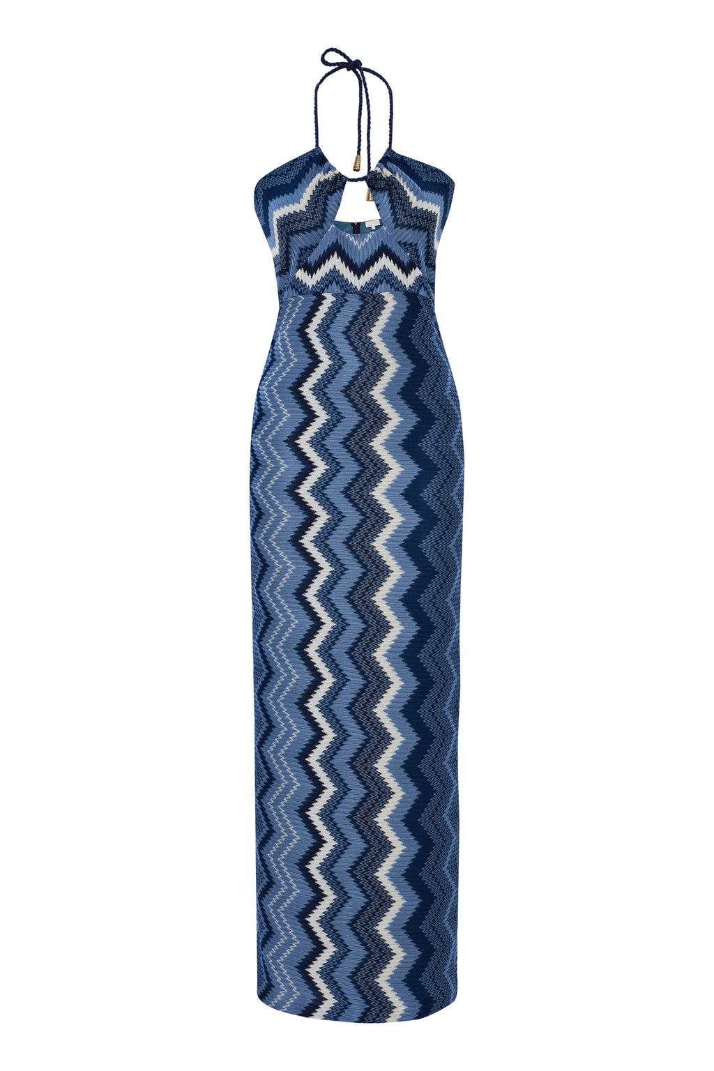 Bianca Maxi Elbise In Blue Jasper Zigzag Knit