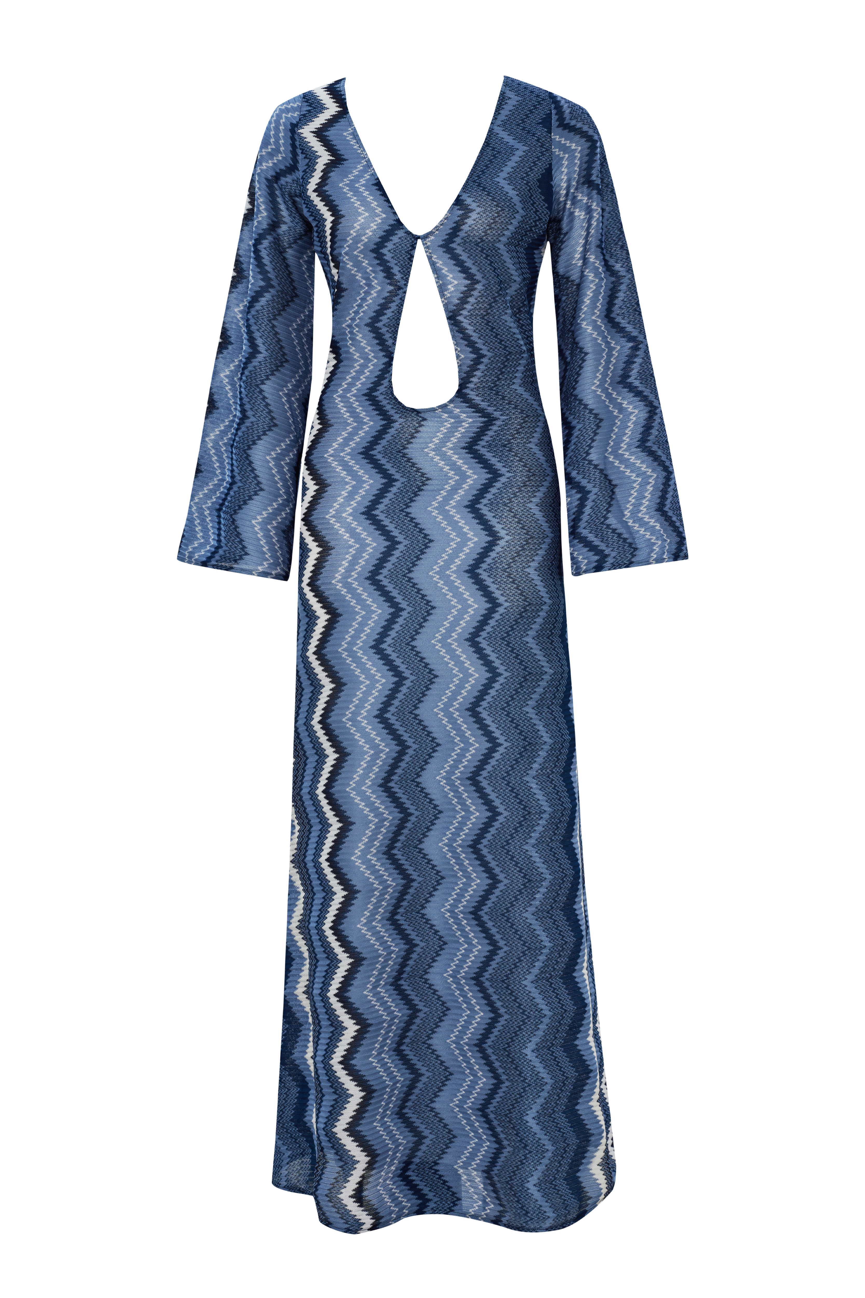 Lucia Maxi Elbise Blue Jasper Zigzag Knit