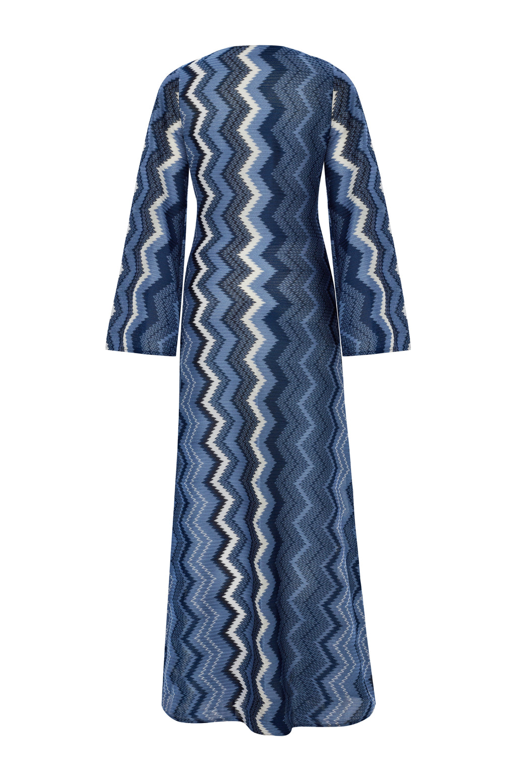 Lucia Maxi Elbise Blue Jasper Zigzag Knit