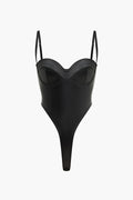 Düz Renkli Askılı Büstiyer Bodysuit