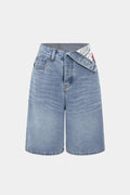Denim Asimetrik Cepli Şort