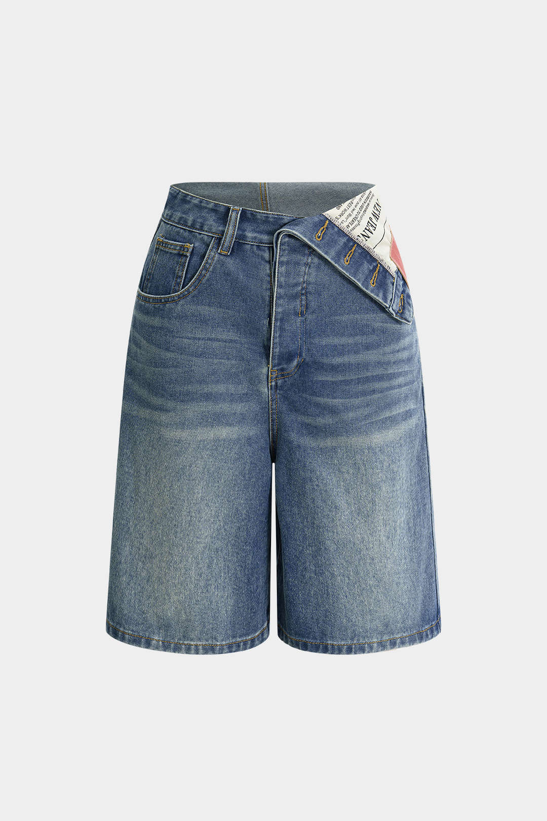 Denim Asimetrik Cepli Şort