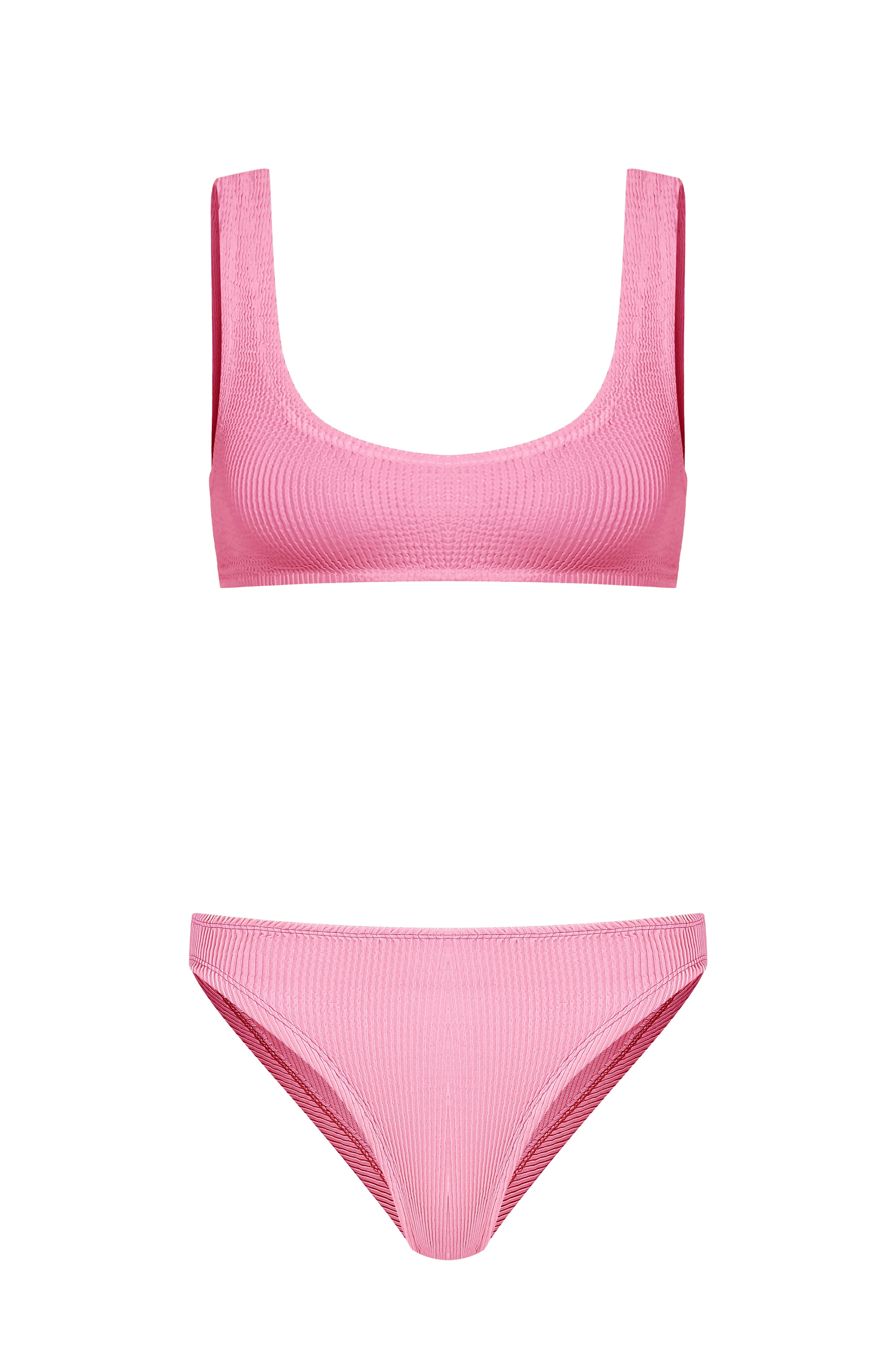 Sofi Crinkle Atlet Bikini Takımı Neon Pembe