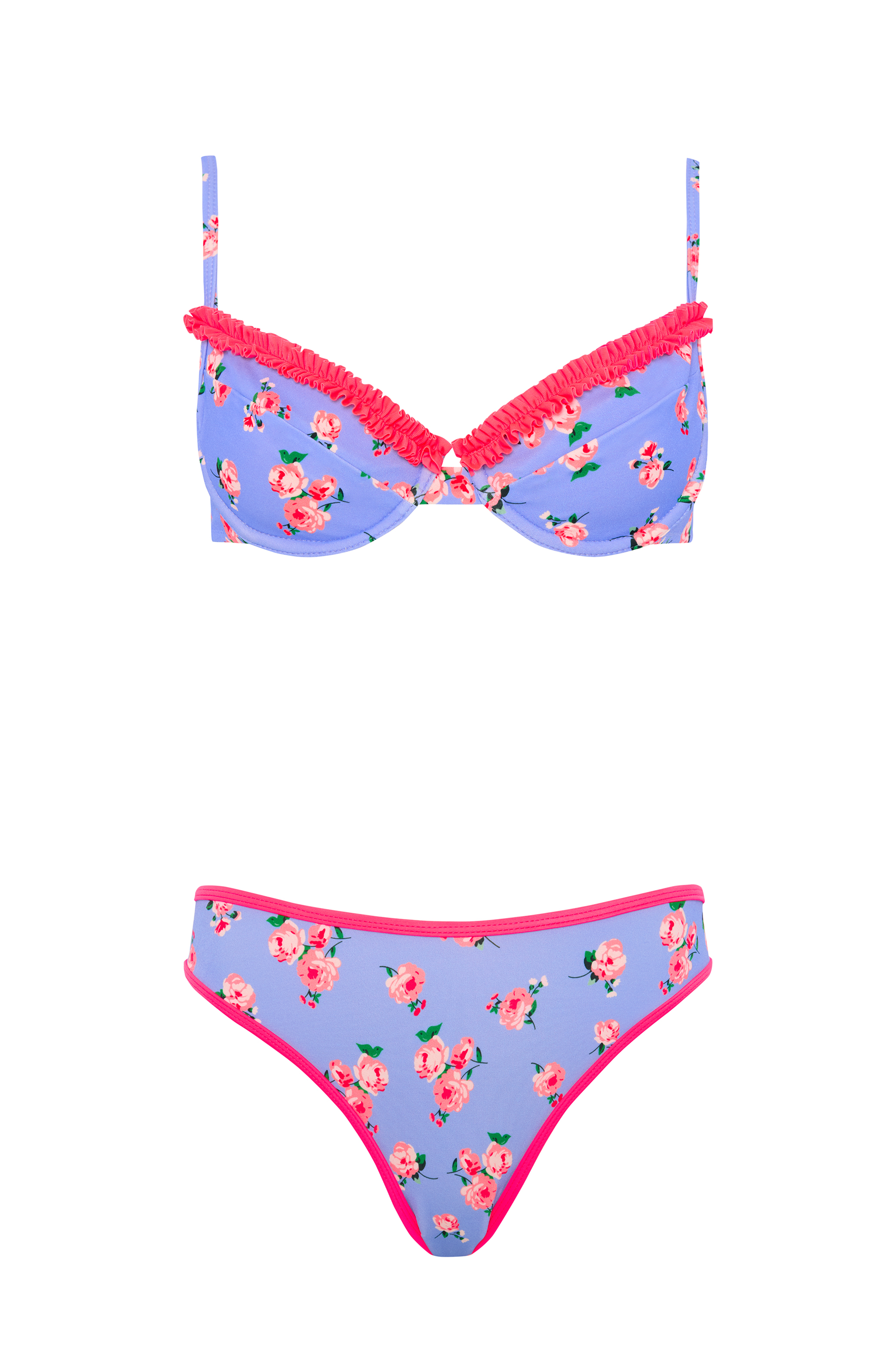 Banou Baskılı Fırfırlı Balconette Bikini Takımı In Souci