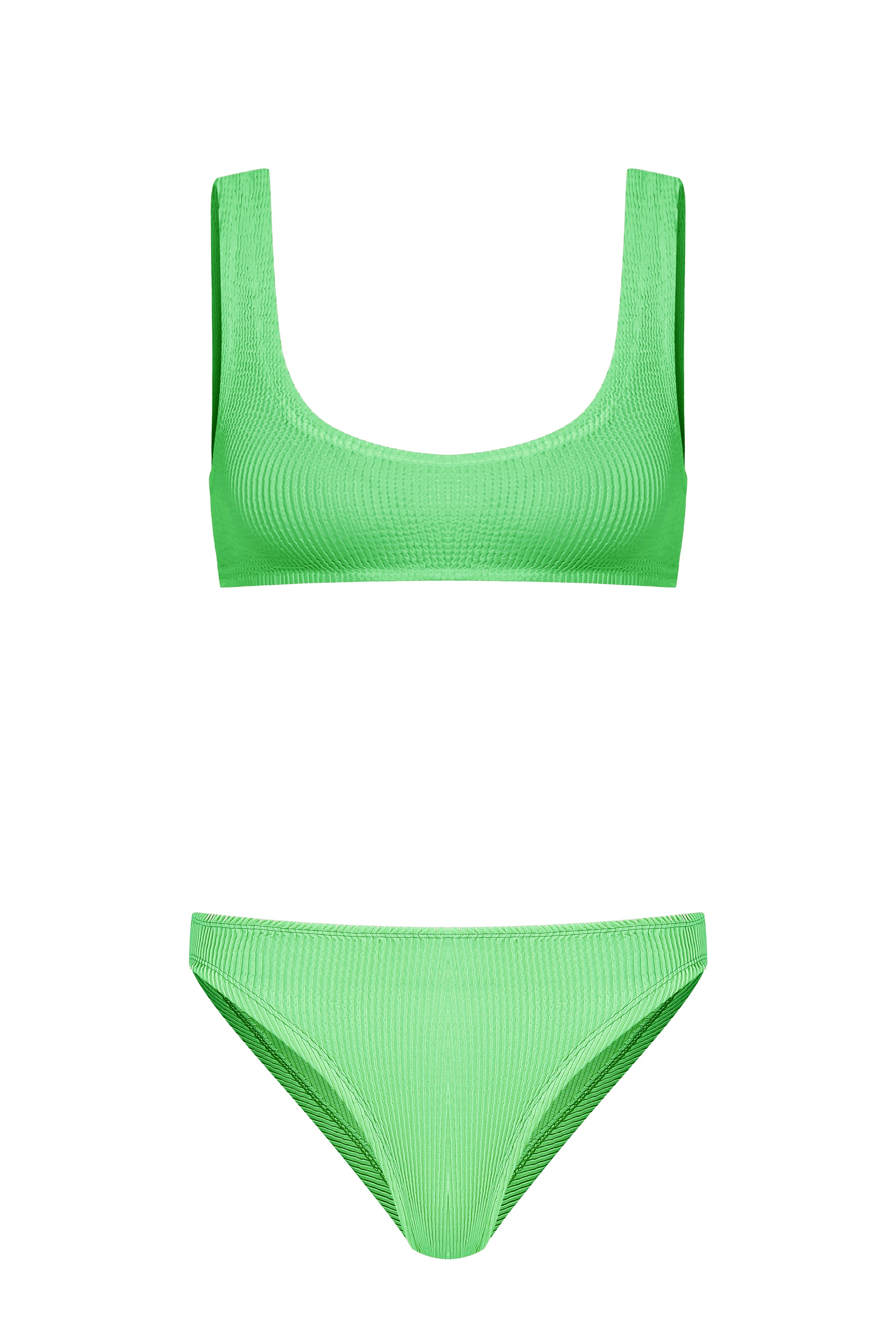 Sofi Crinkle Atlet Bikini Takımı Neon Yeşil
