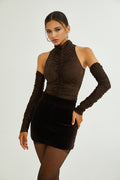 Rose-Suzette Kahverengi Kristal İşlemeli Body