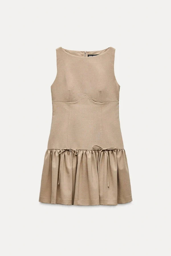 Florence Fiyonklu Fırfırlı Mini Elbise