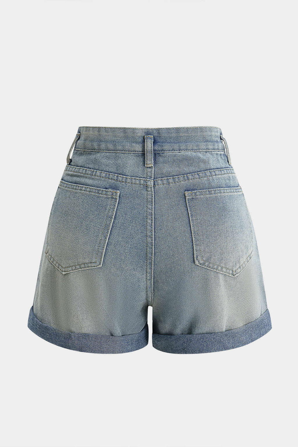 Denim Yüksek Belli Cepli Şort