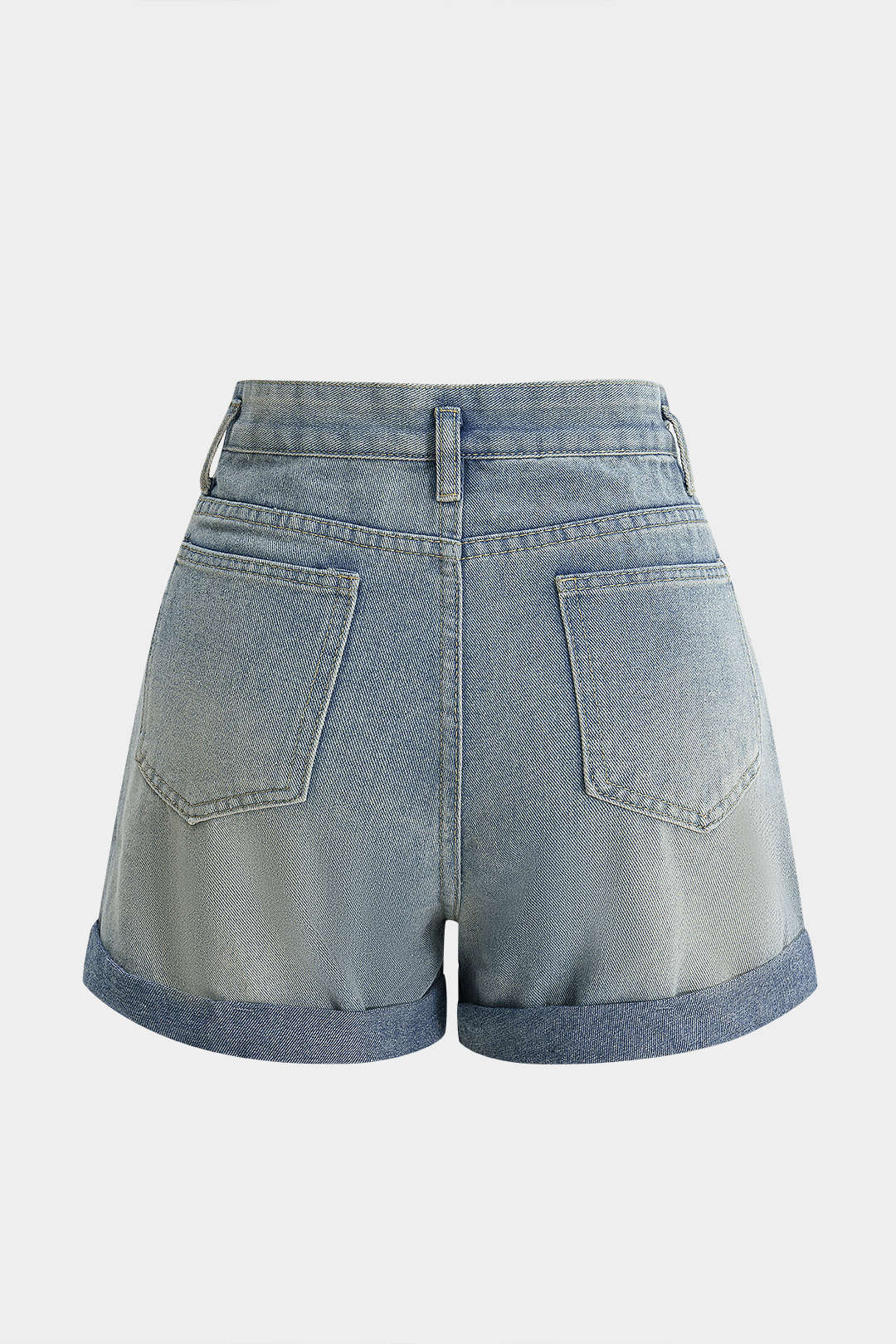 Denim Yüksek Belli Cepli Şort