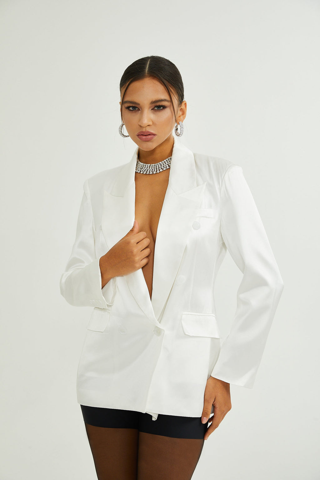 Sylvie Beyaz Kruvaze Blazer