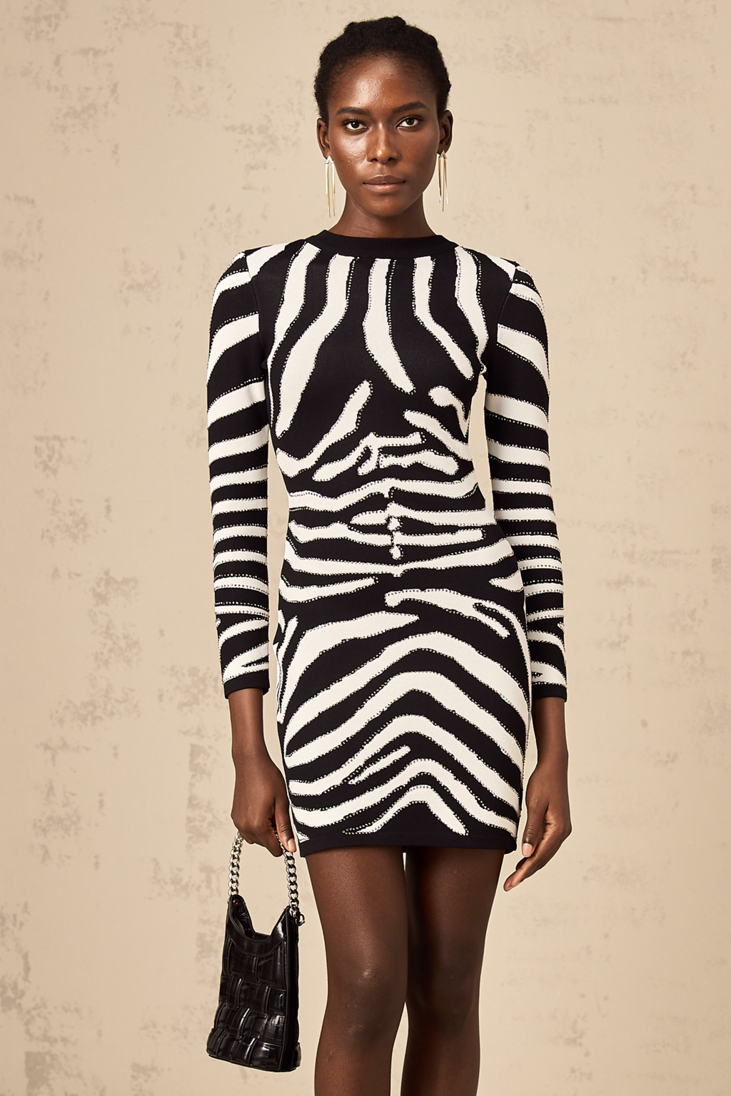 Jeanne Zebra Desenli Pullu Mini Elbise