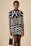 Jeanne Zebra Desenli Pullu Mini Elbise