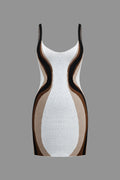 Kontrast Slip Triko Mini Elbise