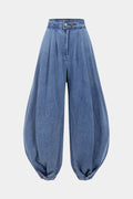 Yüksek bel lastikli Denim Barrel Kot