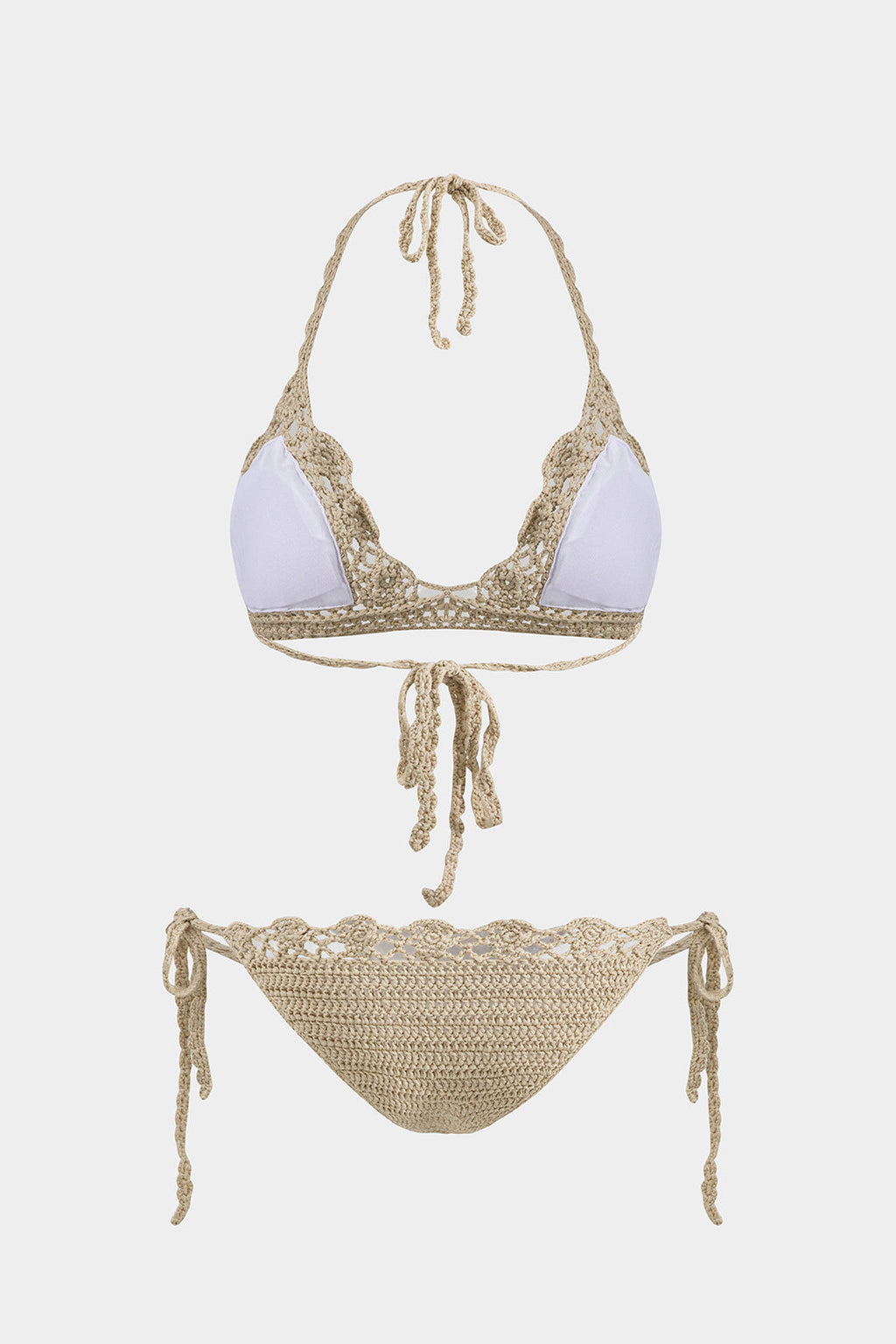Örgü Bağlamalı Kesik Bikini Takımı
