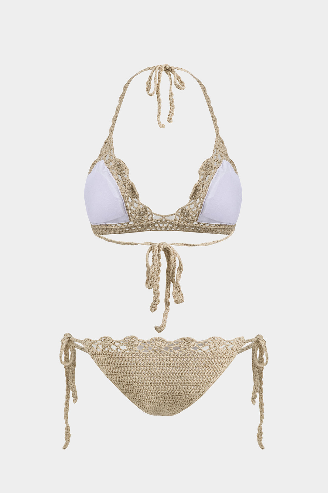 Örgü Bağlamalı Kesik Bikini Takımı