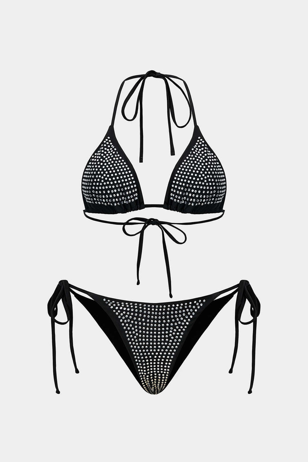 Strass Detaylı Bağlamalı Sırt Dekolteli Bikini Takımı
