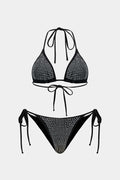 Strass Detaylı Bağlamalı Sırt Dekolteli Bikini Takımı