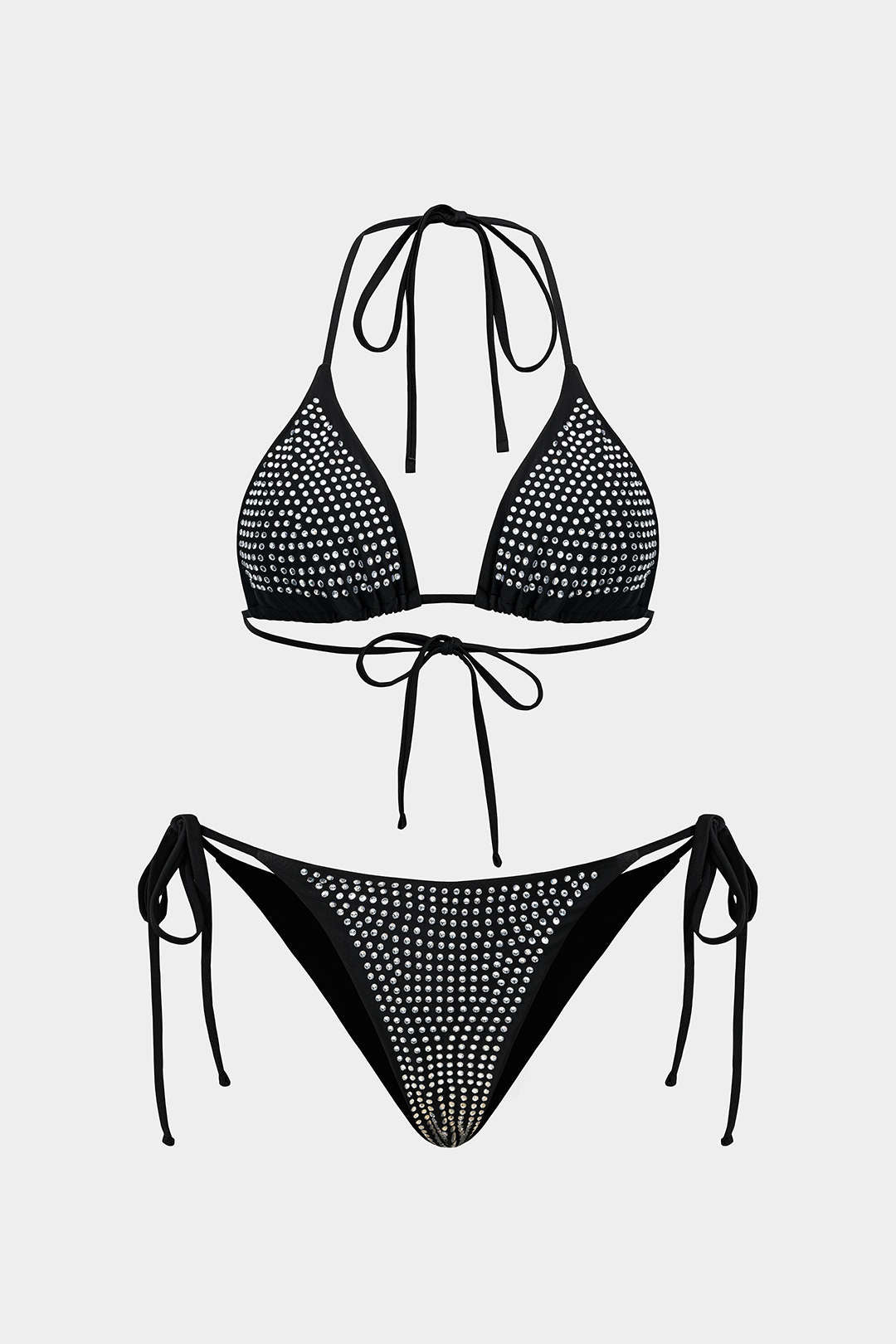Strass Detaylı Bağlamalı Sırt Dekolteli Bikini Takımı