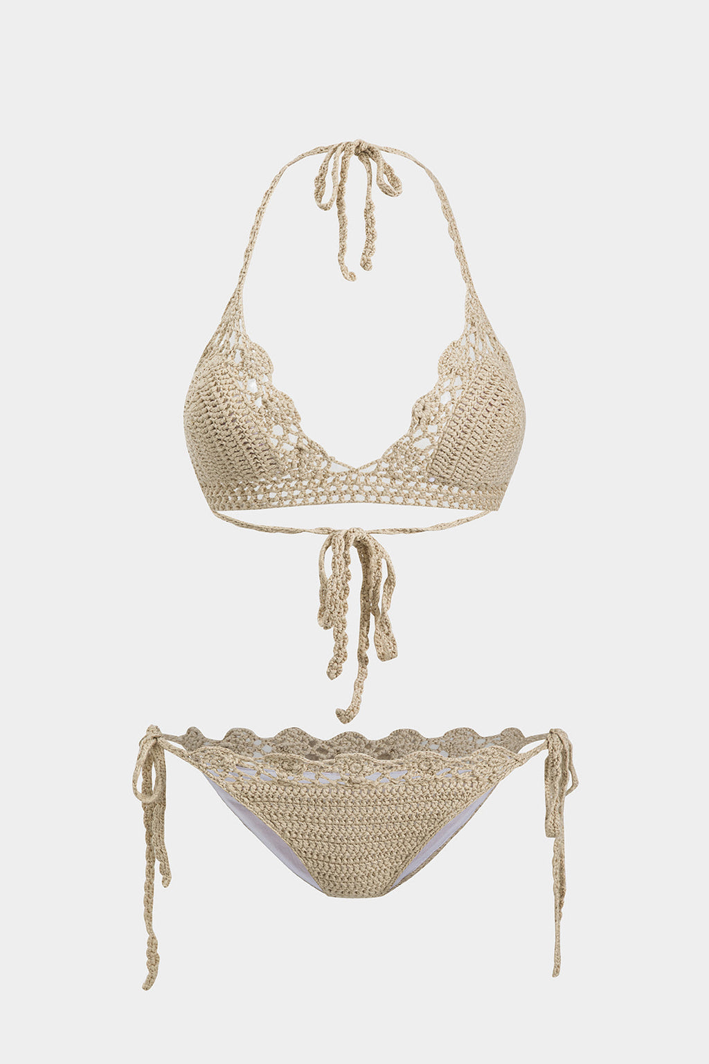 Örgü Bağlamalı Kesik Bikini Takımı