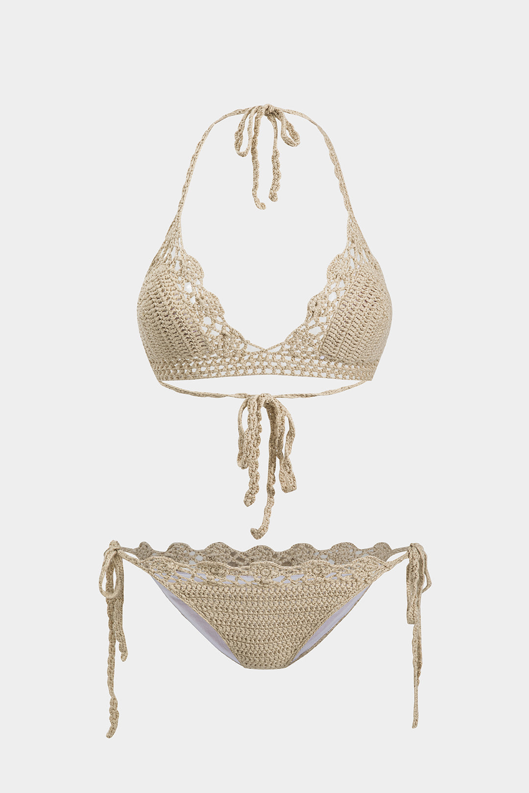 Örgü Bağlamalı Kesik Bikini Takımı