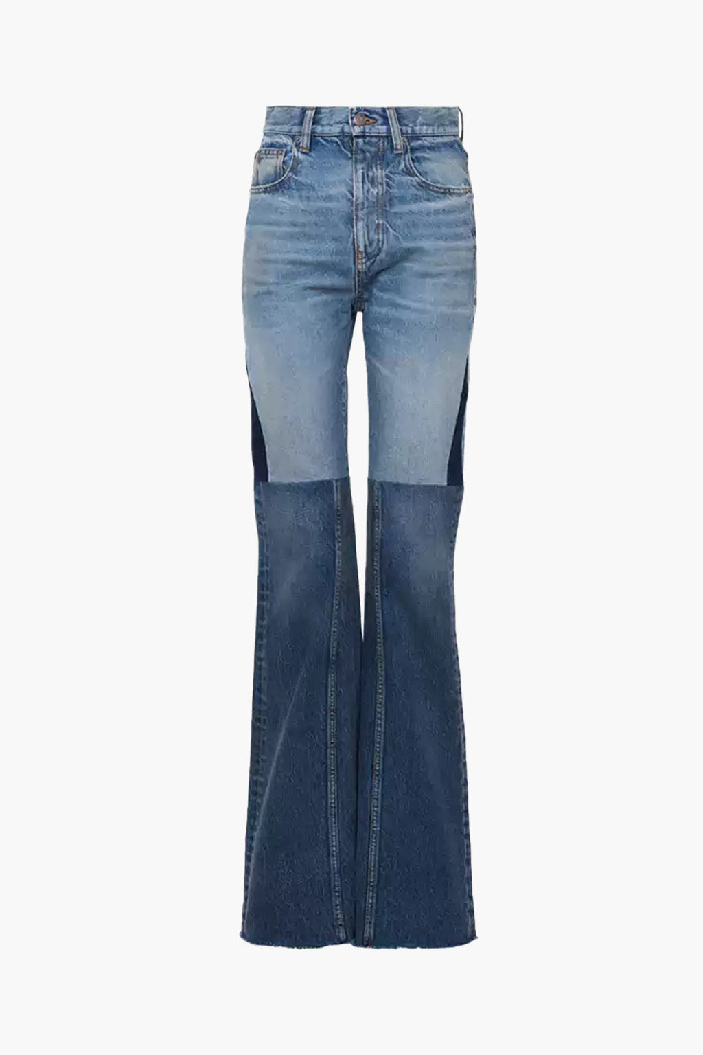 Denim Patchwork Düz Paça Kot