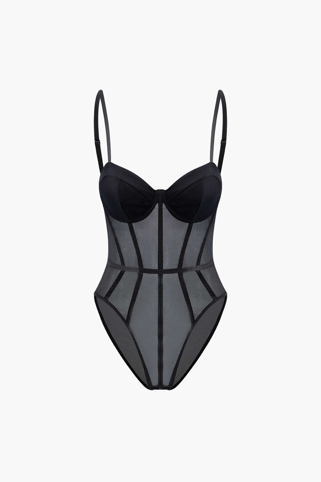 Şeffaf Büstiyer Korseli Bodysuit