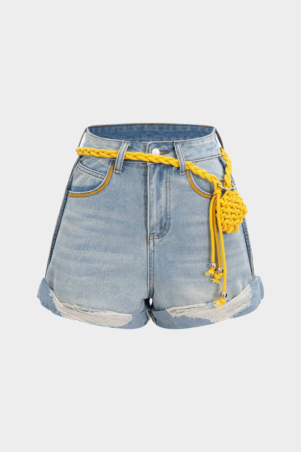 Denim Yüksek Bel Şort