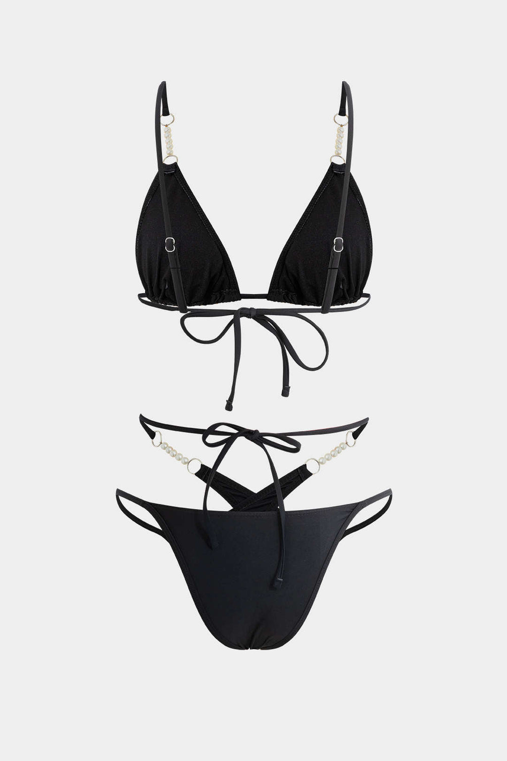 Buruşuk İnci Çapraz Bağcıklı Bikini Takımı