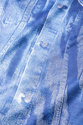 Denim Desenli Balıkçı Yaka Uzun Kollu maksi Elbise