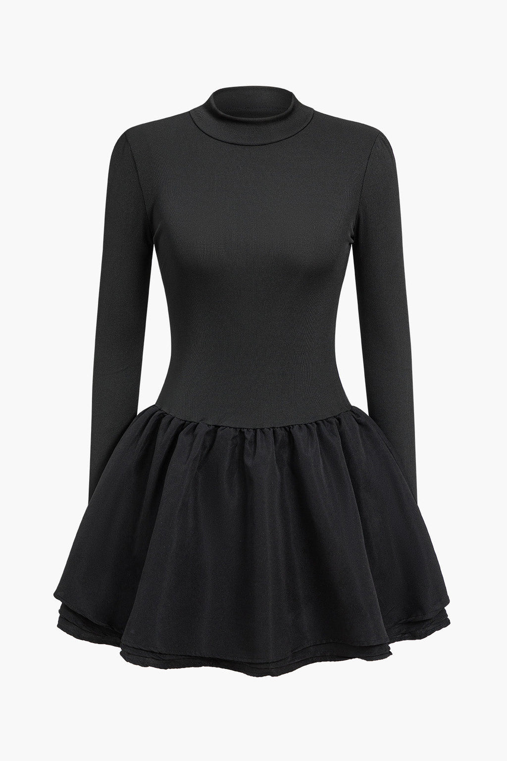 Basic Puf Uzun Kollu Mini Elbise