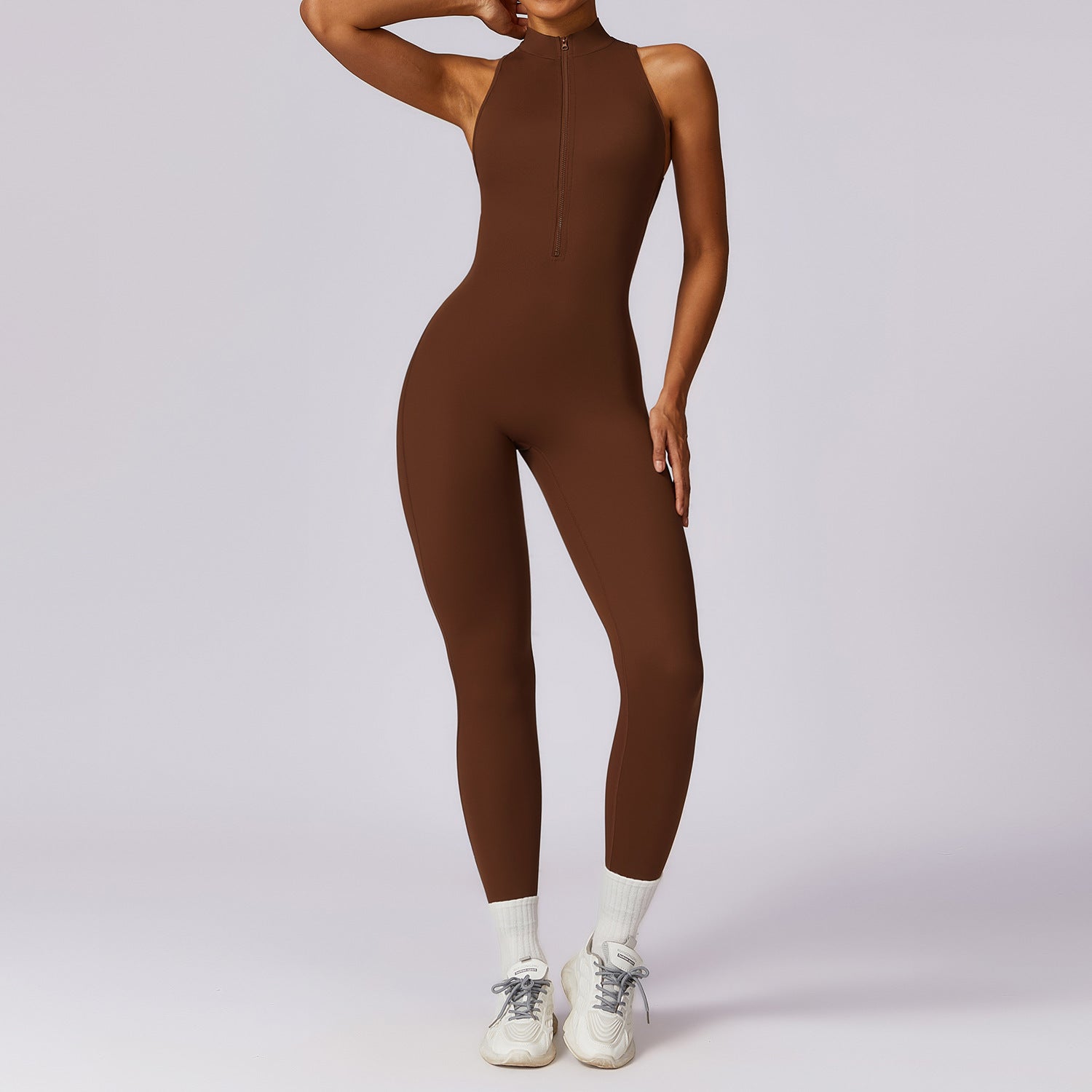Kolsuz Yüksek Yakalı Bodysuit Tulum