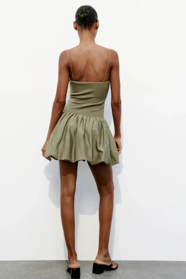Aubrey Hafif Balon Etek Mini Elbise
