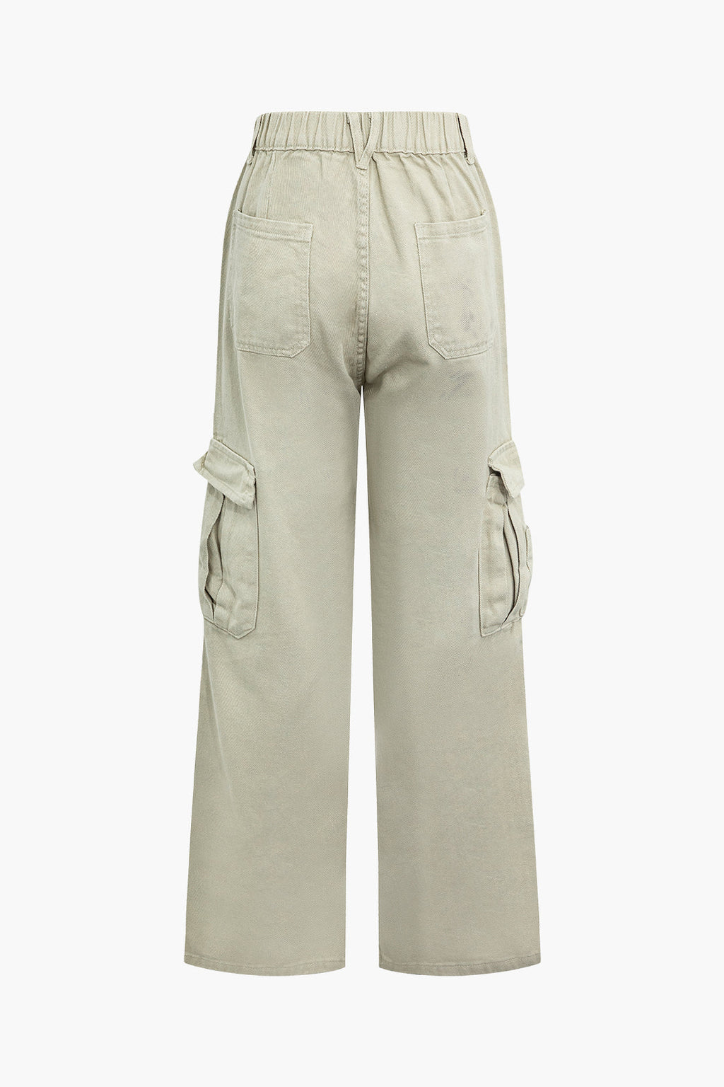 Pileli Düğmeli Cepli Bol Paça Denim Pantolon