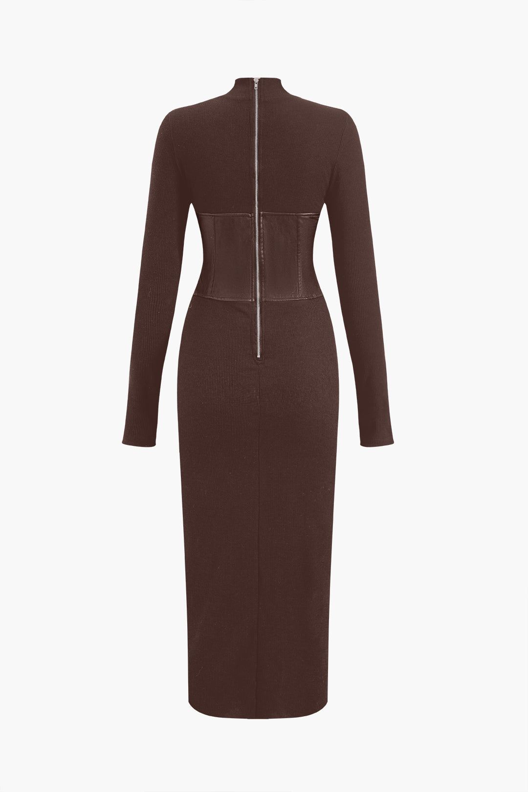 Katı Deri Patchwork Midi Elbise