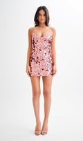 Payetli Mini Elbise - Pembe