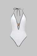 Ivory Chic Gold Detaylı Halter Yaka Mayo