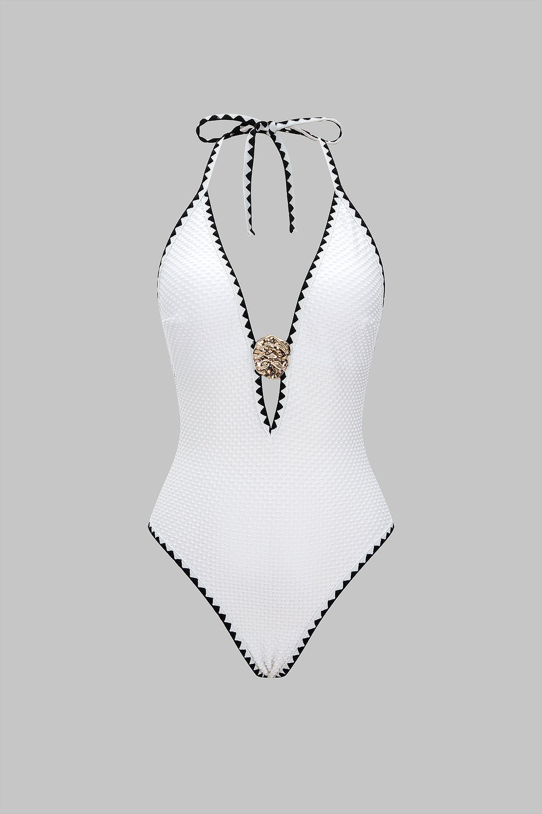 Ivory Chic Gold Detaylı Halter Yaka Mayo