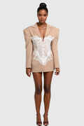 Adsila Deconstruct Haki Dantel Yaka Blazer