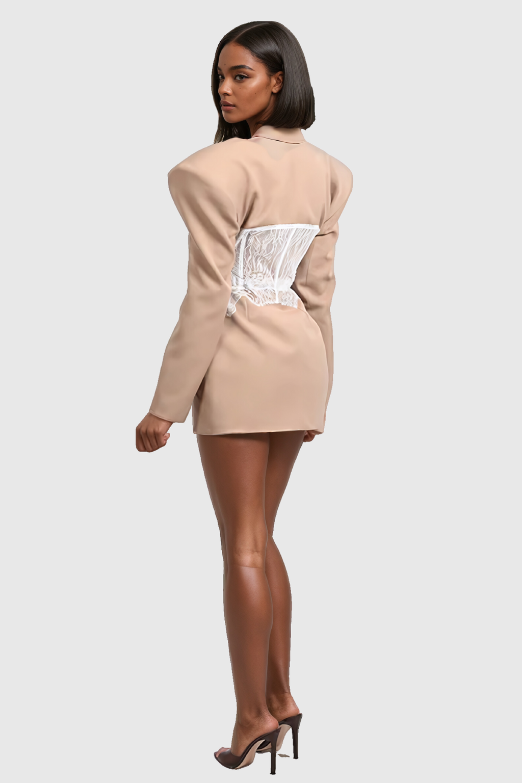 Adsila Deconstruct Haki Dantel Yaka Blazer