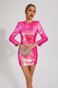 Angelique Pembe Payetler Mini Elbise