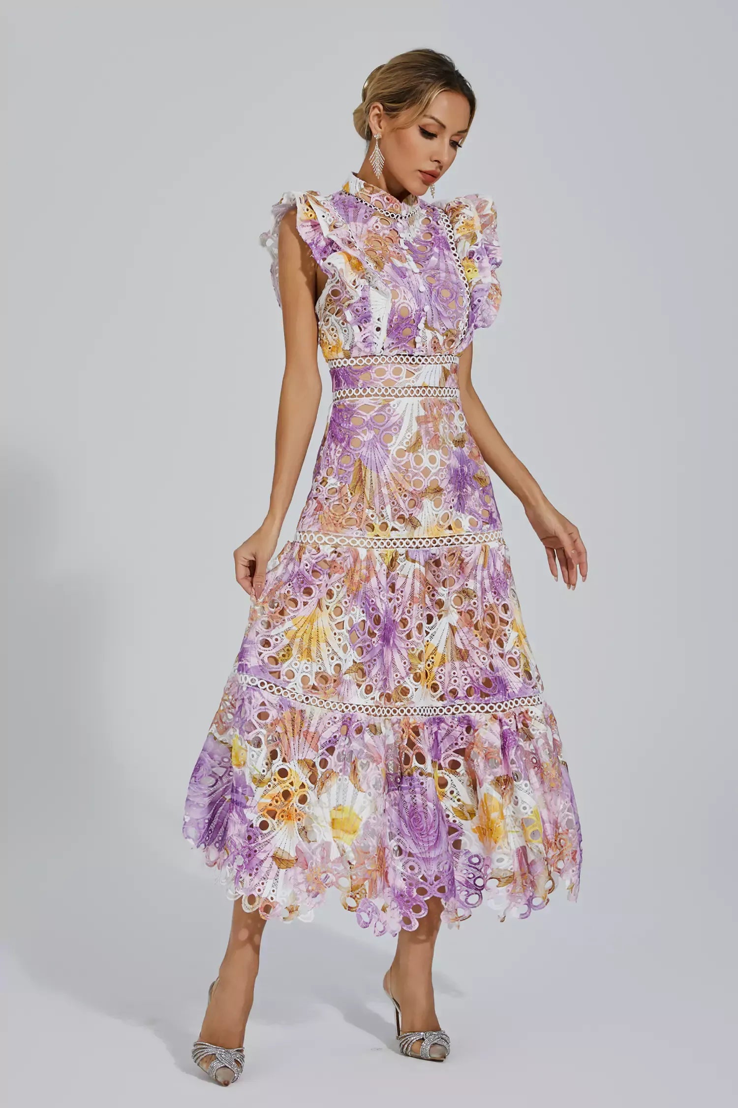 Ayleen Mor Hollow Kolsuz Maxi Elbise
