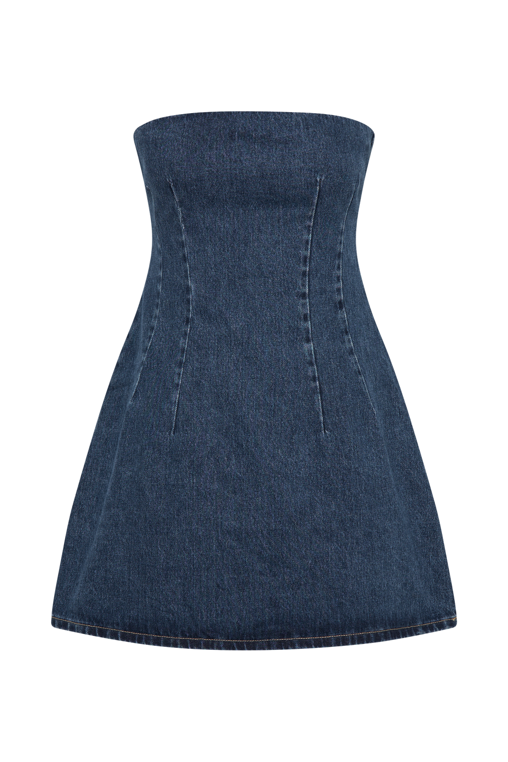 Cecily Straplez Denim Mini Elbise - Koyu Mavi