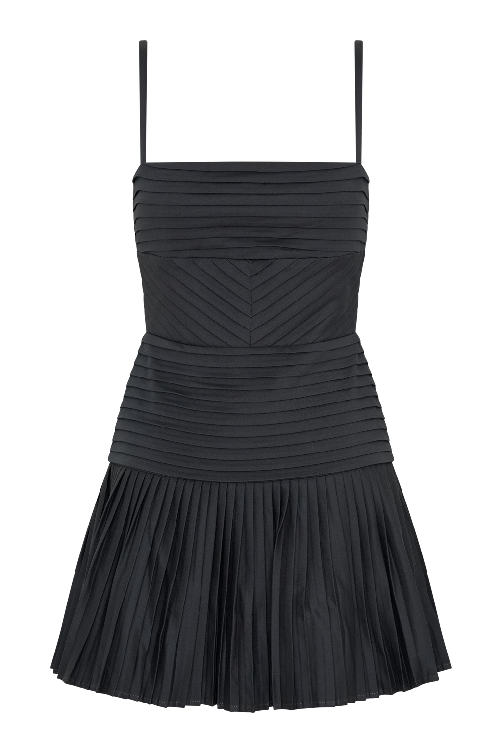 Rylee Multi Plise Mini Elbise - Kömür
