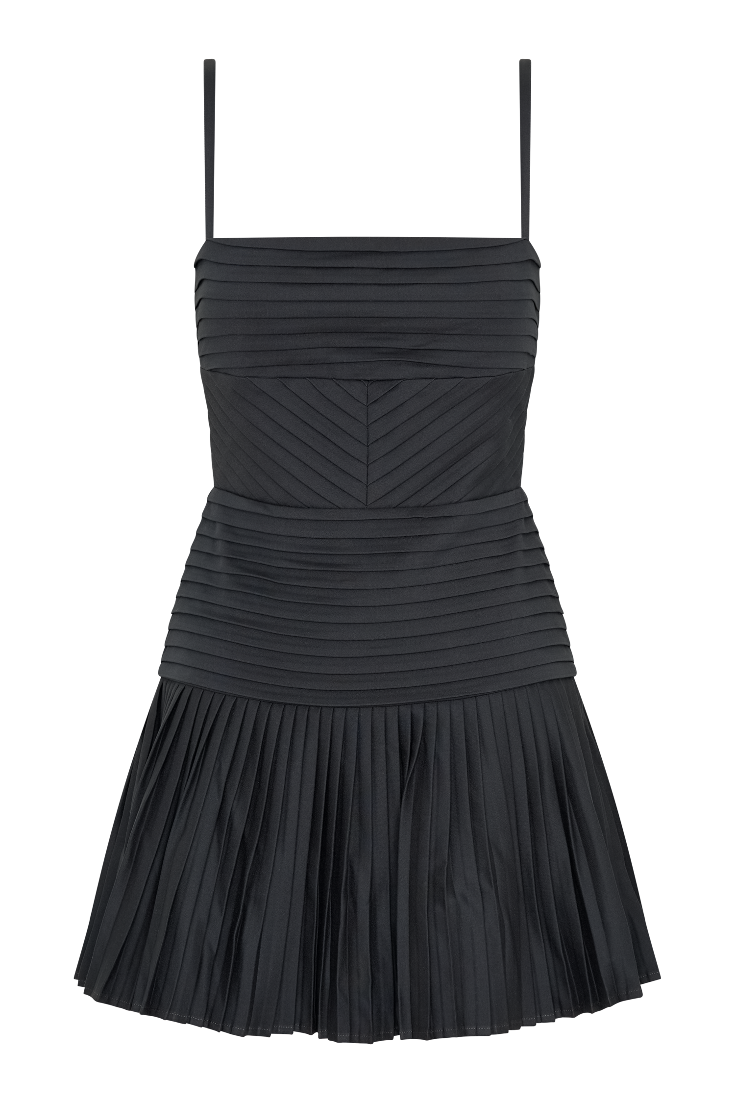 Rylee Multi Plise Mini Elbise - Kömür