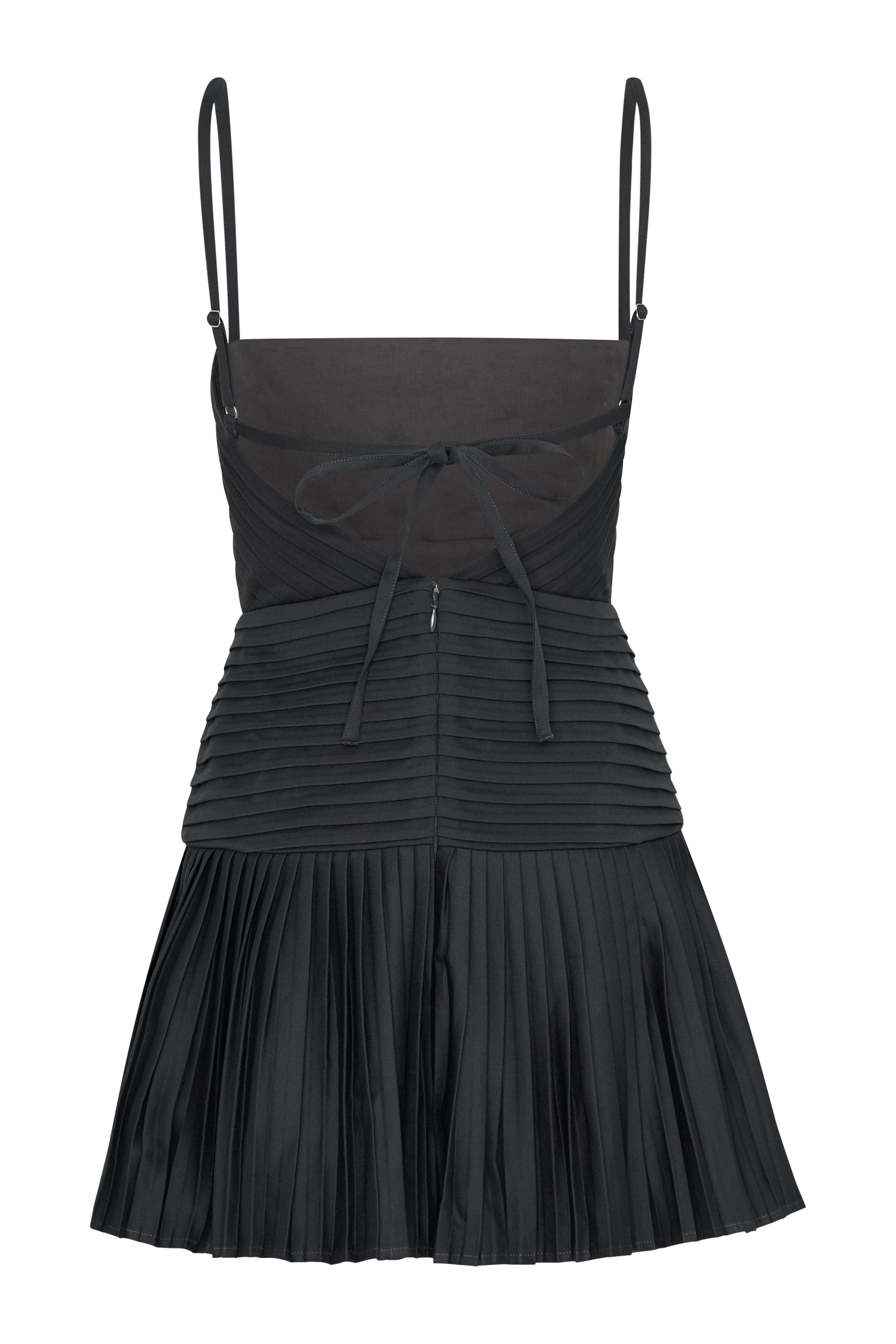 Rylee Multi Plise Mini Elbise - Kömür